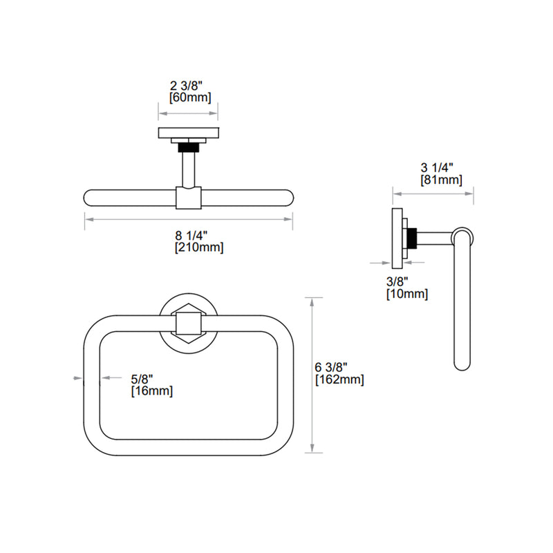 Windsor Towel Ring - Wall Mount - 9" Brass/Polished Chrome