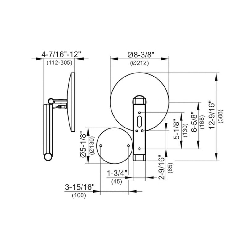 iLook Move 5x Led Make-Up Mirror - Wall Mount - 9" Brass/Polished Chrome