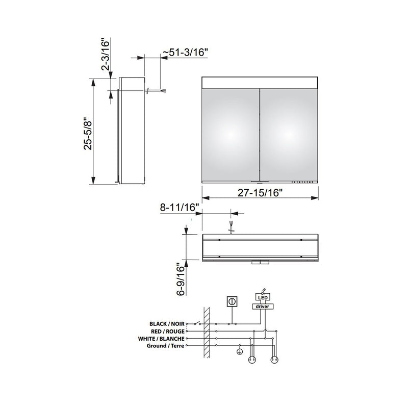 Edition 400 Led Light Medicine Cabinet - Wall Mount - 28" Glass/Aluminum