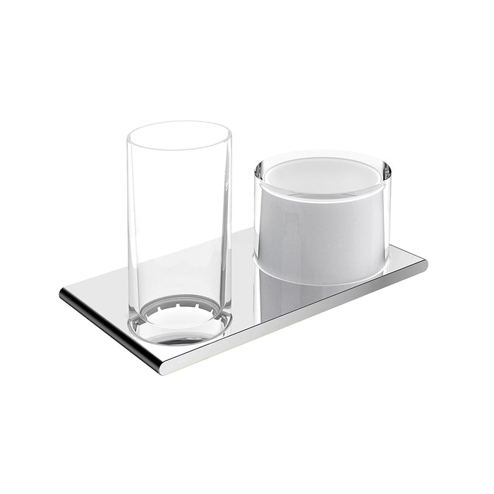 Edition 400 Toothbrush Holder and Soap Dispenser - Wall Mount - 8" Brass/Glass/Polished Chrome