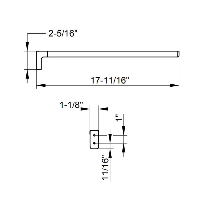 Moll Single Towel Bar - Wall Mount - 18" Brass/Polished Chrome