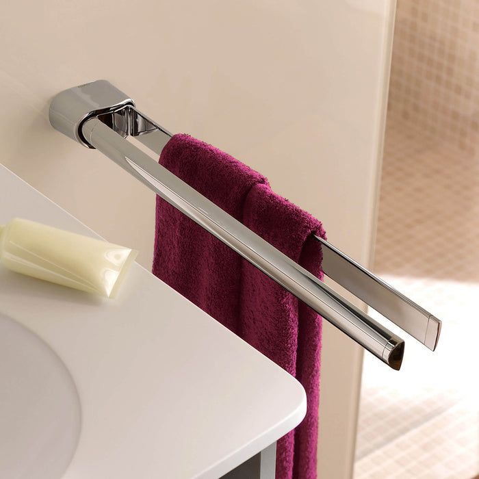 Elegance Double Swiveling Towel Bar - Wall Mount - 14" Brass/Polished Chrome