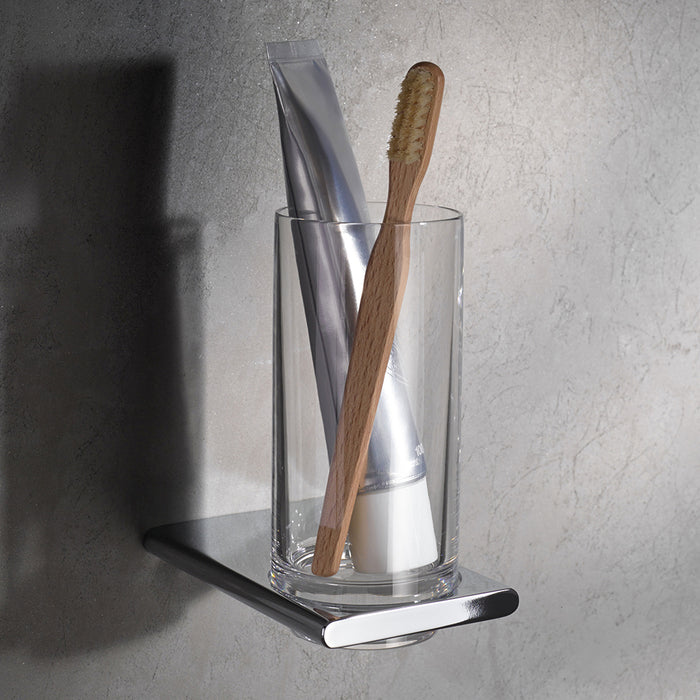Edition 400 Toothbrush Holder - Wall Mount - 6" Brass/Glass/Polished Chrome