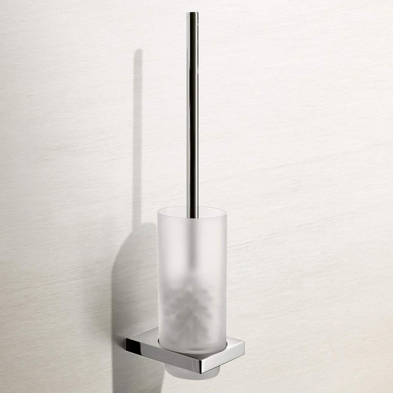 Edition 11 Toilet Brush Holder - Wall Mount - 16" Brass/Glass/Polished Chrome/White
