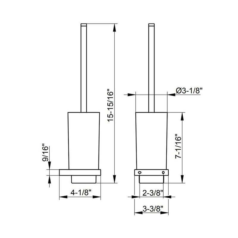 Edition 11 Toilet Brush Holder - Wall Mount - 16" Brass/Glass/Polished Chrome/White