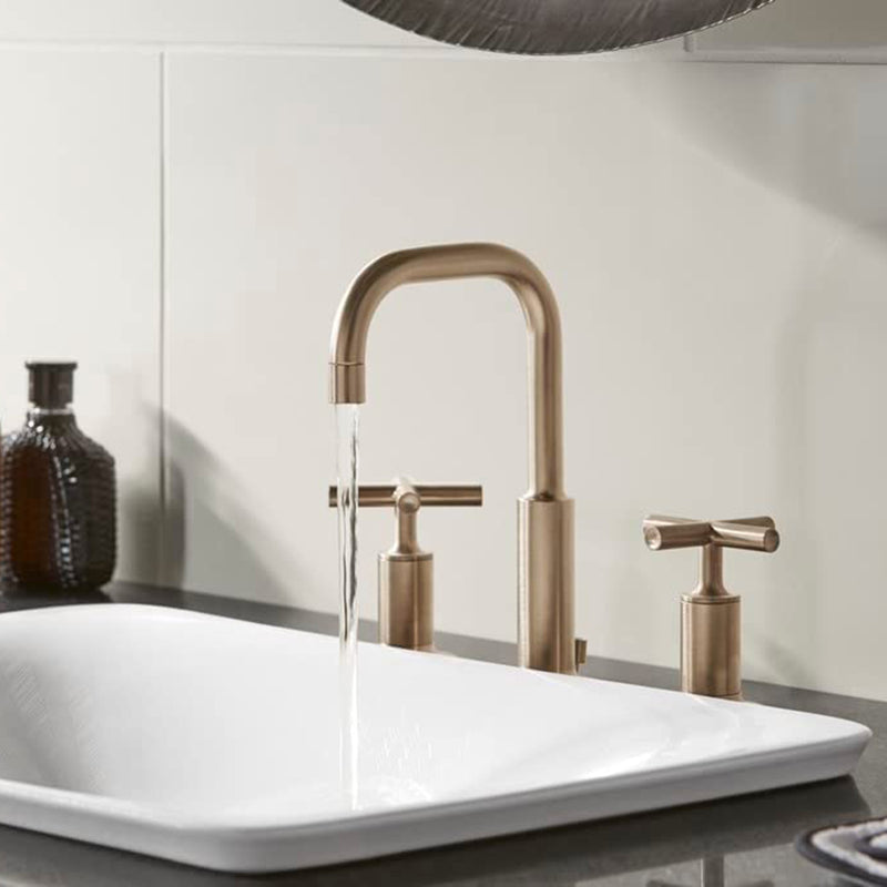 Purist Bathroom Faucet - Widespread - 8" Brass/Vibrant Brushed Moderne Brass