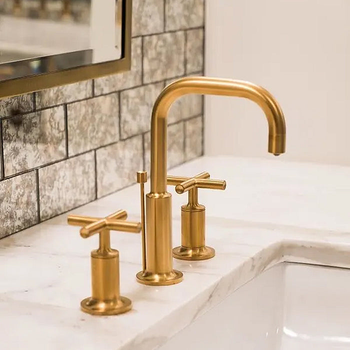 Purist Bathroom Faucet - Widespread - 8" Brass/Vibrant Brushed Moderne Brass