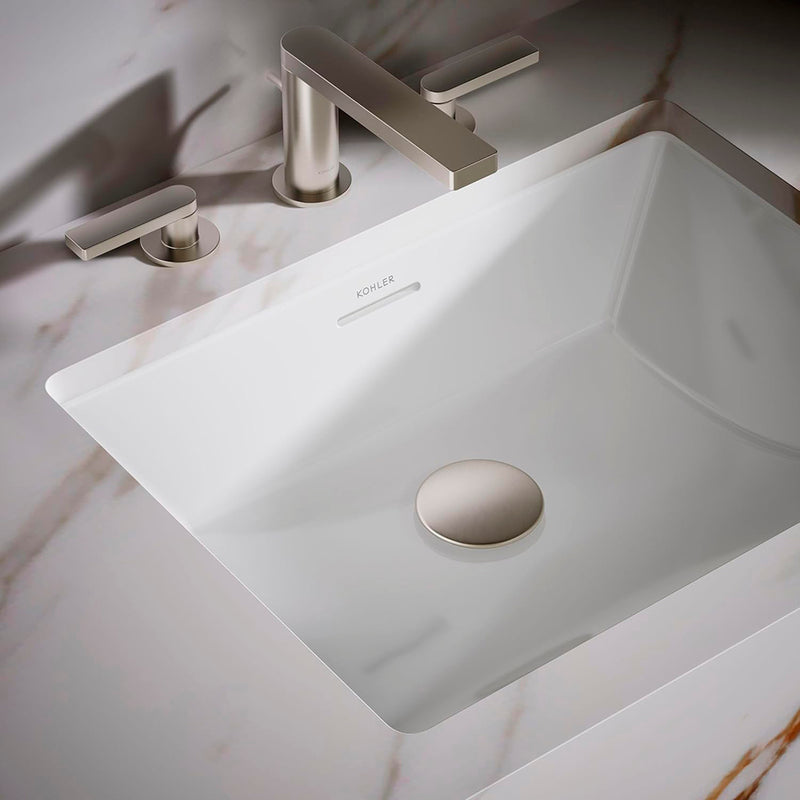 Brazn Rectangular Bathroom Sink - Under Mount - 21" Vitreous China/White