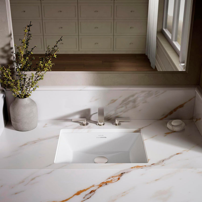 Brazn Rectangular Bathroom Sink - Under Mount - 21" Vitreous China/White