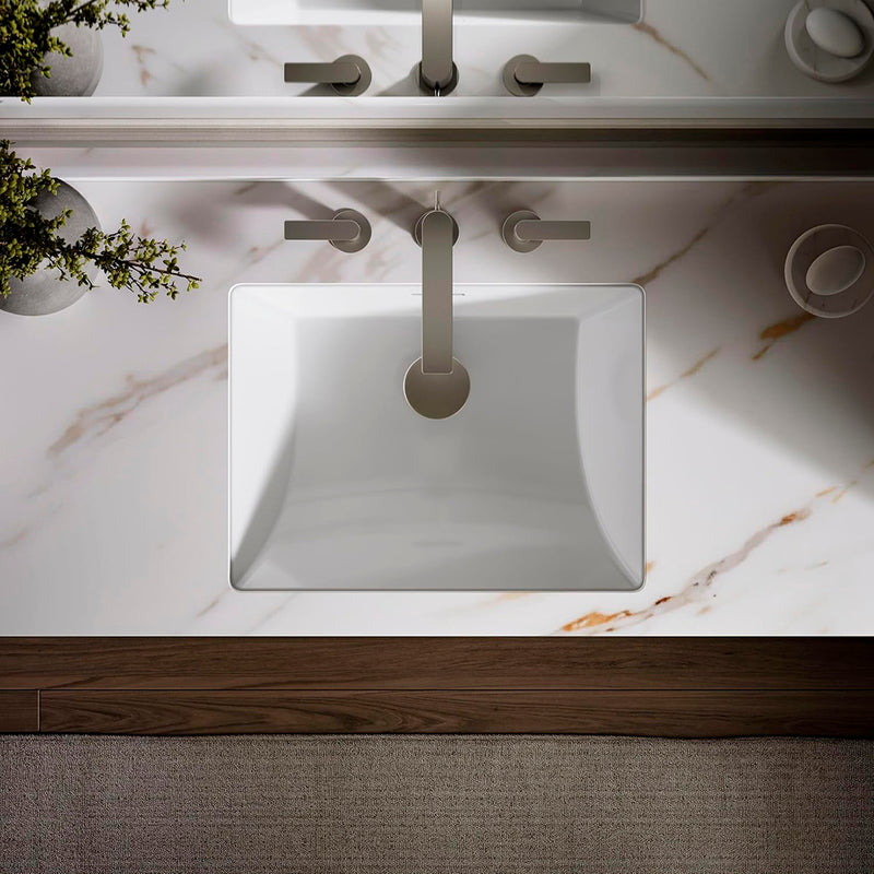 Brazn Rectangular Bathroom Sink - Under Mount - 21" Vitreous China/White