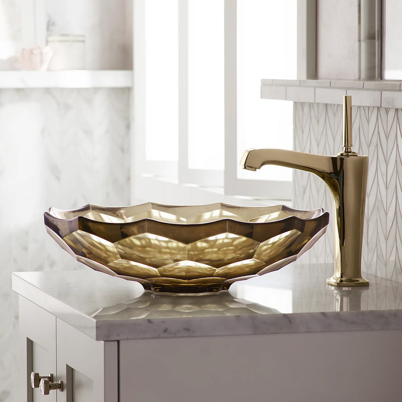 Briolette Round Bathroom Sink - Vessel - 18" Glass/Ice - Last Unit Special Offer