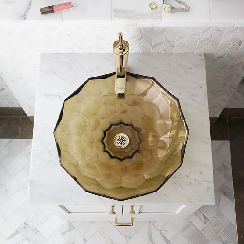 Briolette Round Bathroom Sink - Vessel - 18" Glass/Ice - Last Unit Special Offer