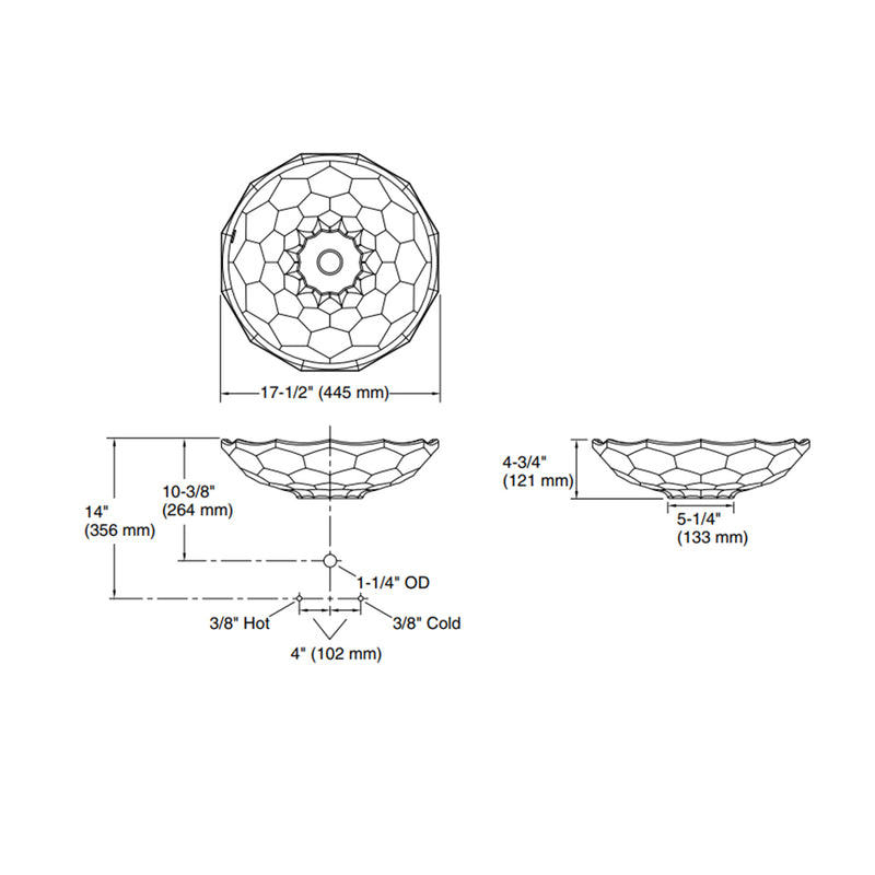 Briolette Round Bathroom Sink - Vessel - 18" Glass/Ice - Last Unit Special Offer