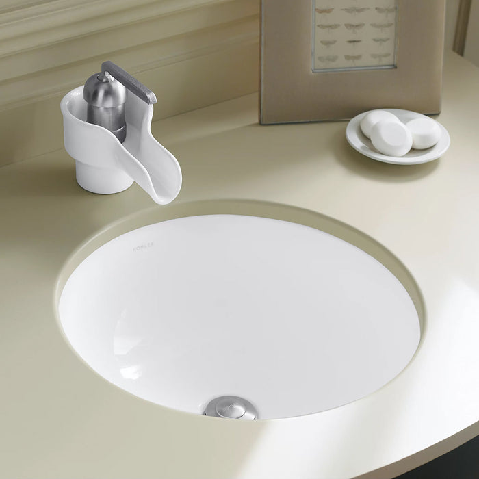 Camber Round Bathroom Sink - Under Mount - 16" Vitreous China/White (Final Sale)