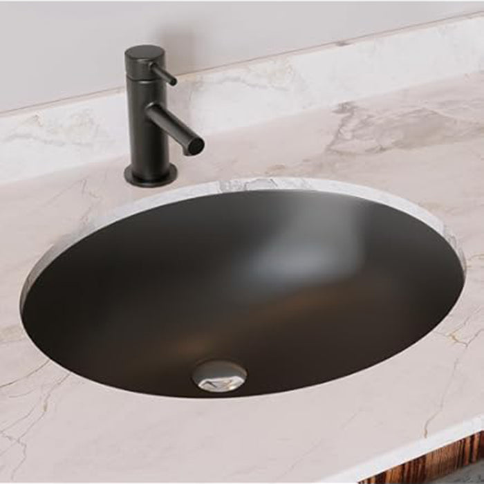 Caxton Oval Bathroom Sink - Under Mount - 20" Vitreous China/Black