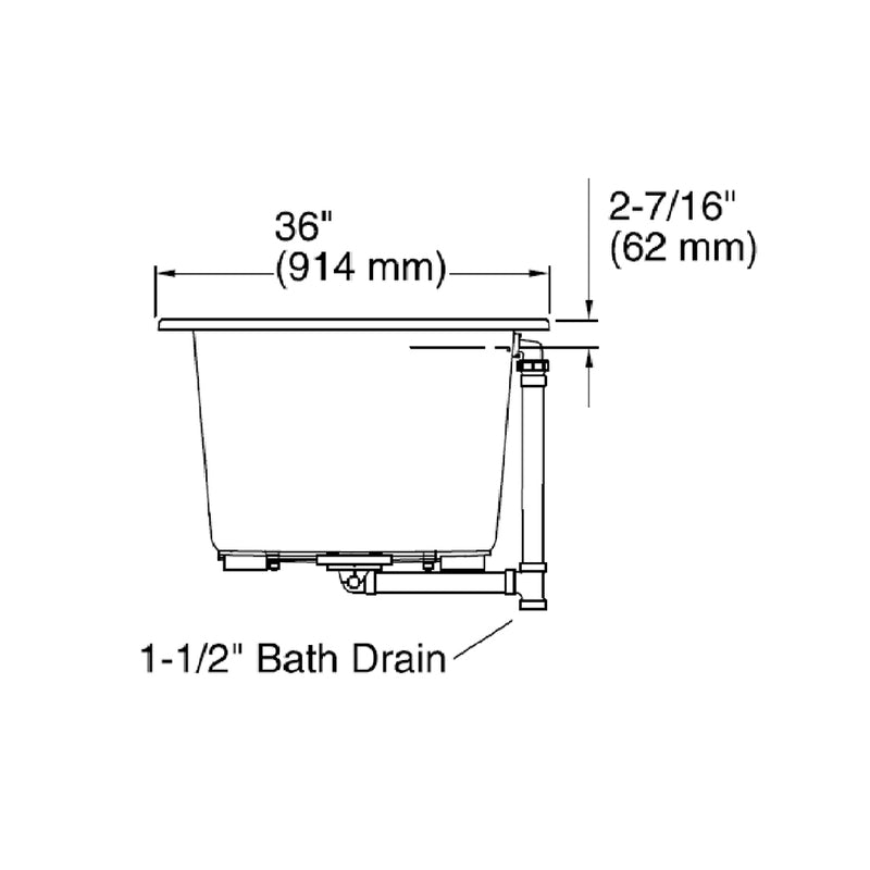 Underscore Center Drain Bathtub - Drop-In - 72" Acrylic/White