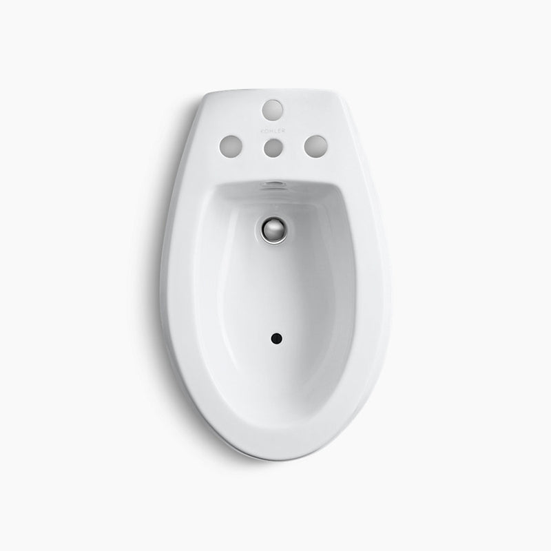 San Tropez Vertical Spray Bidet with 4 Faucet Holes- Floor Mount - 16" Vitreous China/White