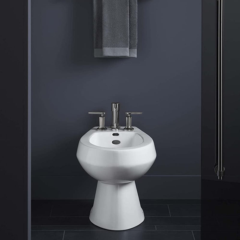 San Tropez Vertical Spray Bidet with 4 Faucet Holes- Floor Mount - 16" Vitreous China/White