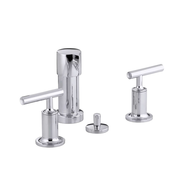 Purist Lever Handles Vertical Spray Bidet Faucet - Widespread - 6" Brass/Polished Chrome