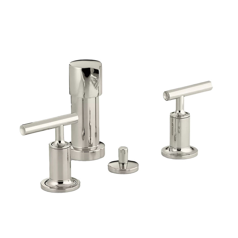 Purist Lever Handles Vertical Spray Bidet Faucet - Widespread - 6" Brass/Polished Nickel