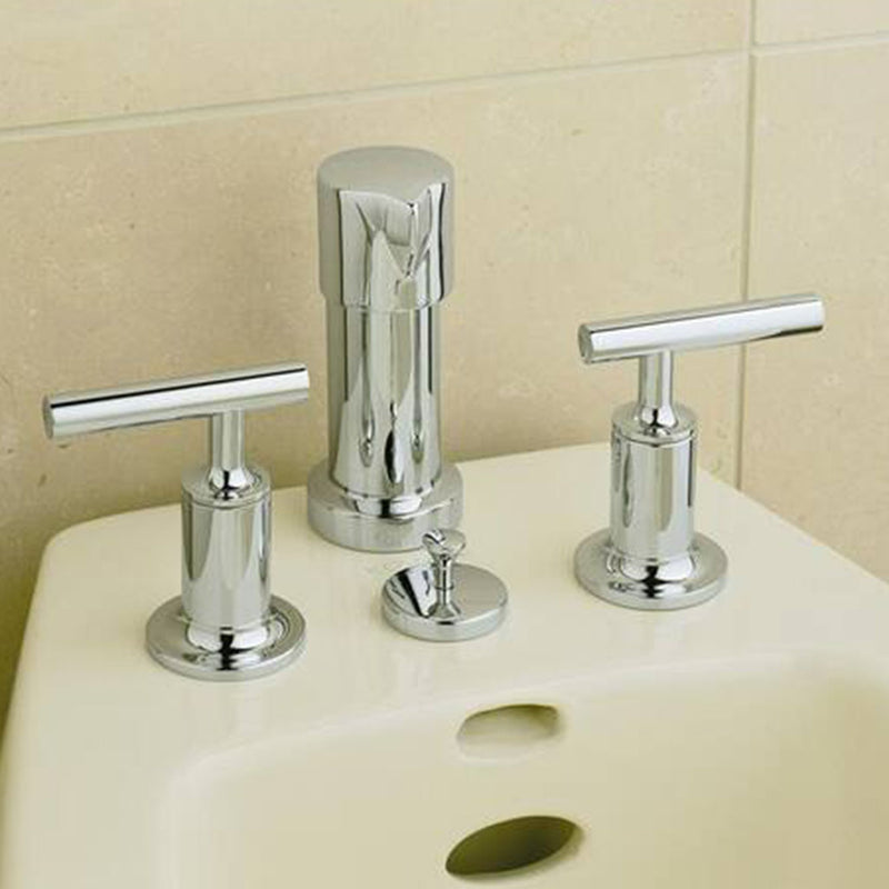 Purist Lever Handles Vertical Spray Bidet Faucet - Widespread - 6" Brass/Matt Black