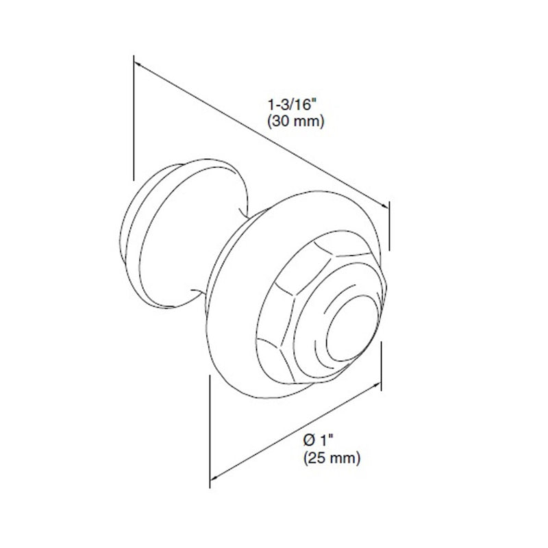Artifacts Cabinet Knob - Cabinet Mount - 1" Stainless Steel/Polished Nickel