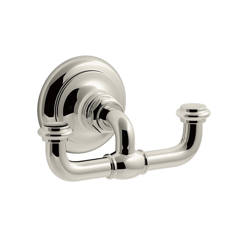 Artifacts Double Hook - Wall Mount - 4" Brass/Polished Nickel