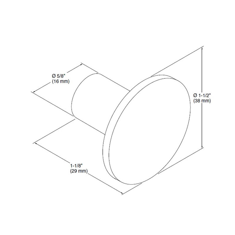 Components Cabinet Knob - Wall Mount - 2" Brass/Matt Black