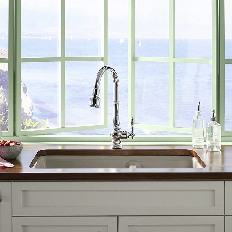 Artifacts Pull-Down Kitchen Faucet - Single Hole - 18" Brass/Polished Chrome