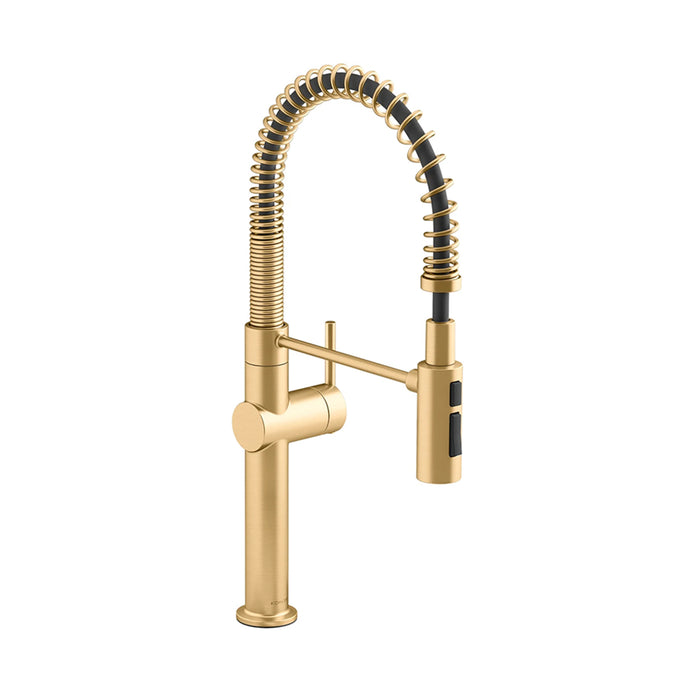 Crue Semi-Professional Kitchen Faucet - Single Hole - 22" Brass/Vibrant Brushed Moderne Brass