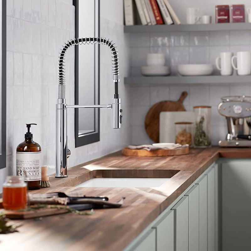 Purist Semi-Professional Kitchen Faucet - Single Hole - 24" Brass/Polished Chrome