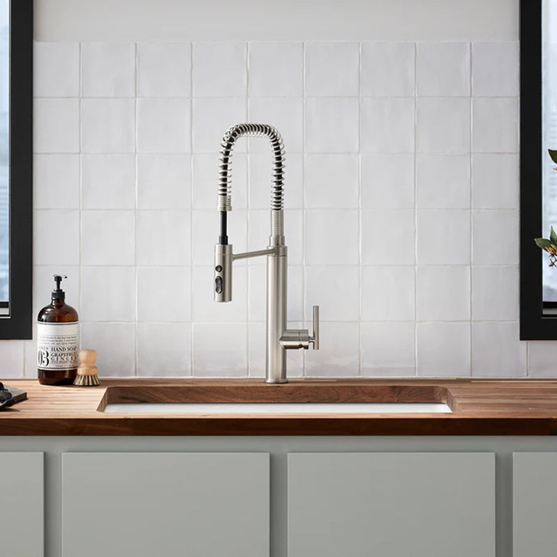 Purist Semi-Professional Kitchen Faucet - Single Hole - 24" Brass/Vibrant Stainless