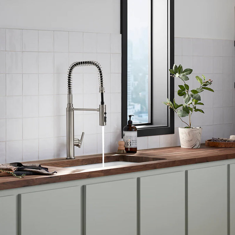 Purist Semi-Professional Kitchen Faucet - Single Hole - 24" Brass/Vibrant Stainless