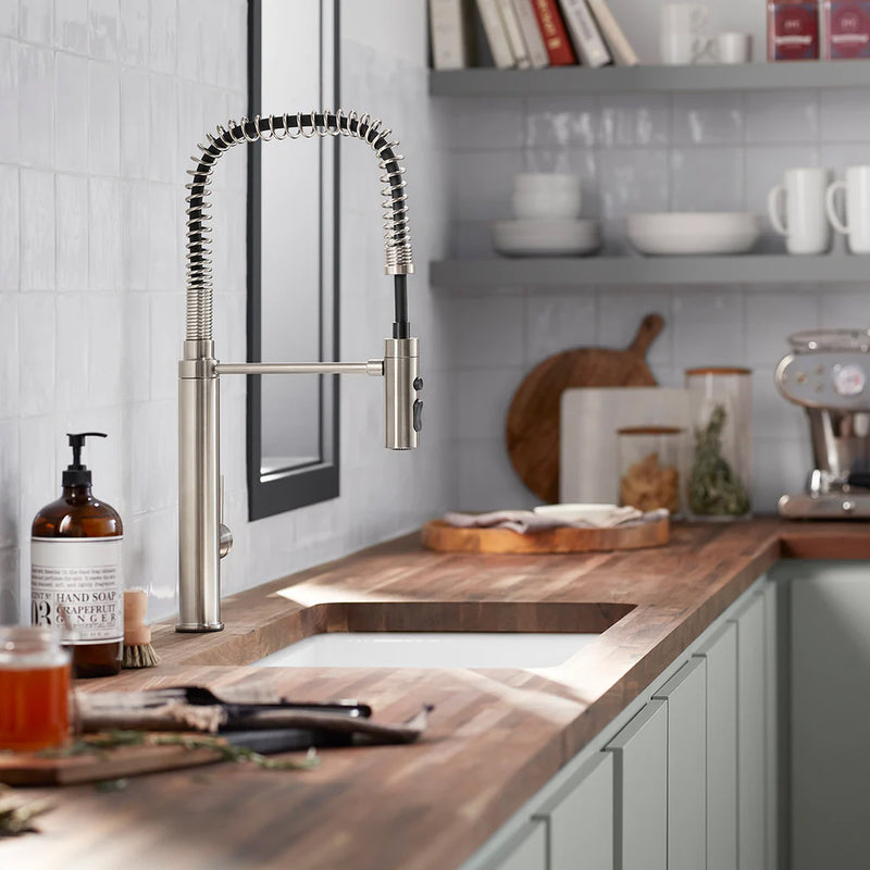 Purist Semi-Professional Kitchen Faucet - Single Hole - 24" Brass/Vibrant Stainless