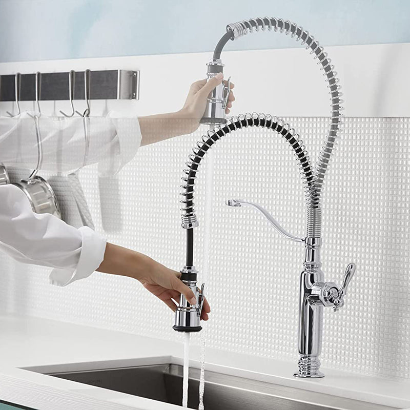 Tournant Semi-Professional Kitchen Faucet - Single Hole - 25" Brass/Vibrant Stainless