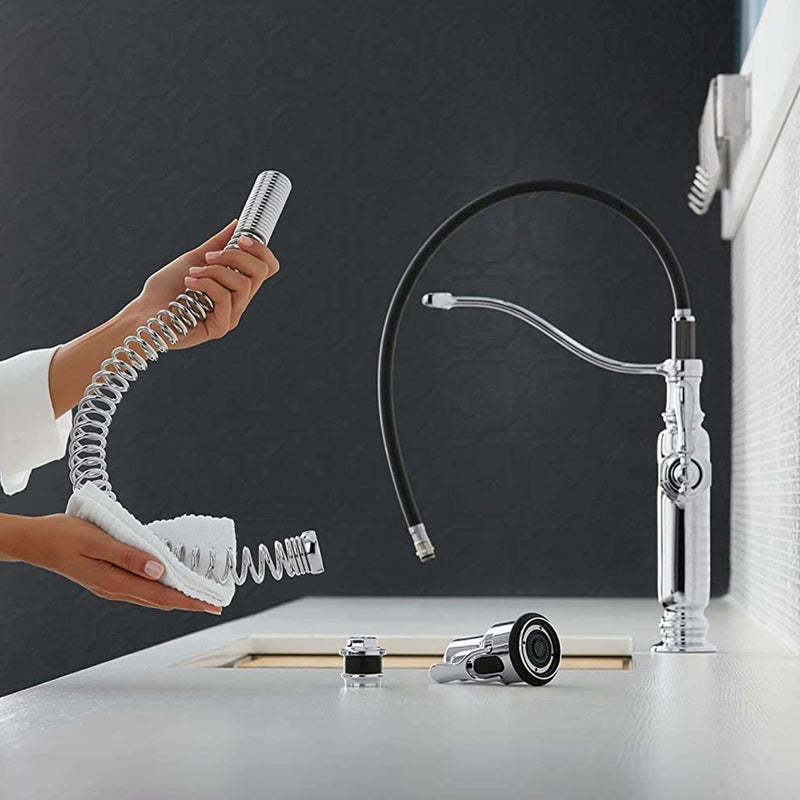 Tournant Semi-Professional Kitchen Faucet - Single Hole - 25" Brass/Vibrant Stainless