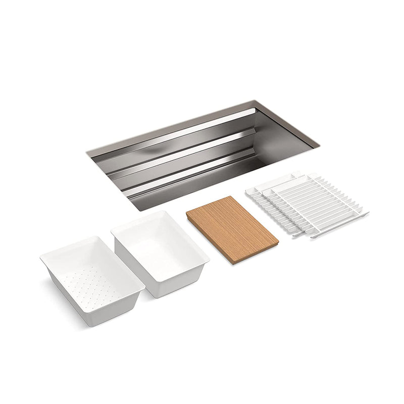 Prolific Single Bowl Workstation Kitchen Sink - Under Mount - 33" Stainless Steel/Stainless Steel
