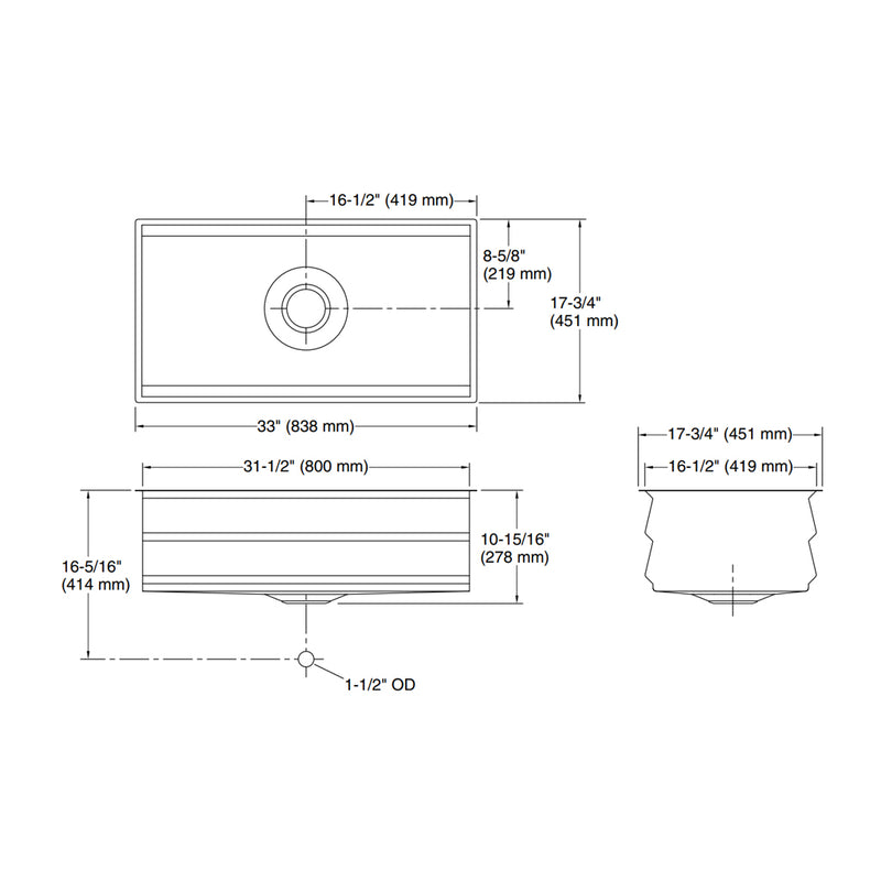 Prolific Single Bowl Workstation Kitchen Sink - Under Mount - 33" Stainless Steel/Stainless Steel