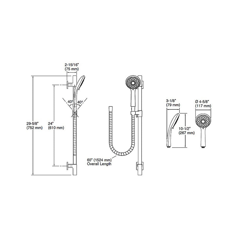 Awaken B110 Shower Column with Hand Shower - Wall Mount - 24" Brass/Oil Rubbed Bronze - Last Unit Special Offer