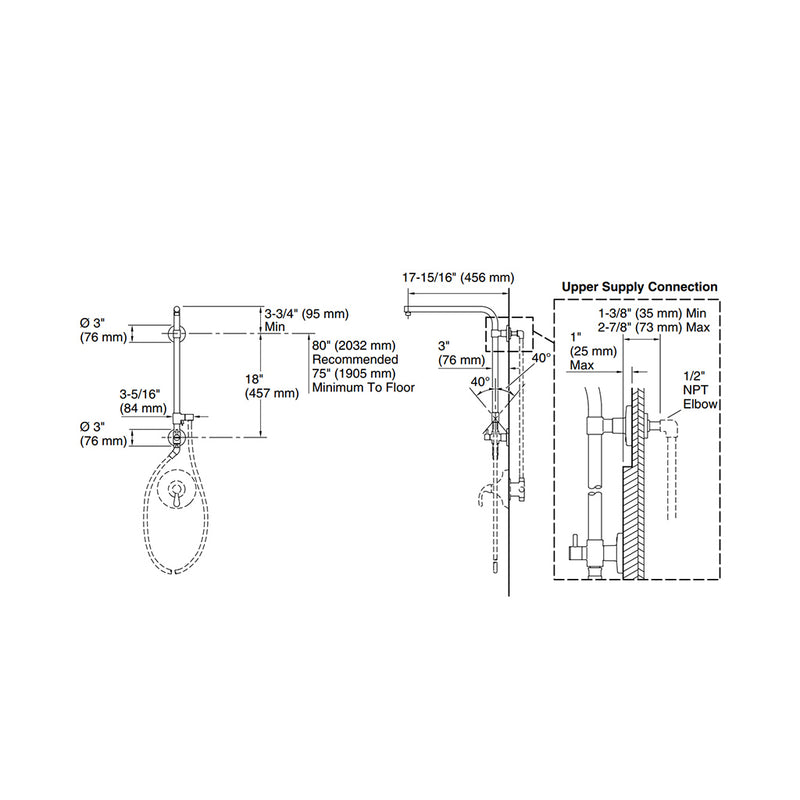 Hydrorail -R Beam Shower Column - Wall Mount - 18" Brass/Brushed Nickel