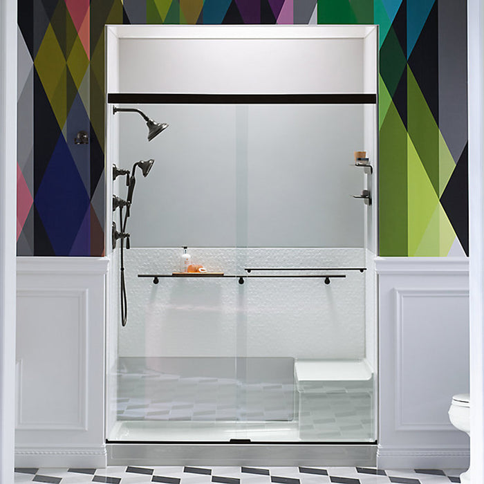 Revel Frameless Sliding Shower Door - Wall Mount - 60W x 76H" Glass/Dark Bronze