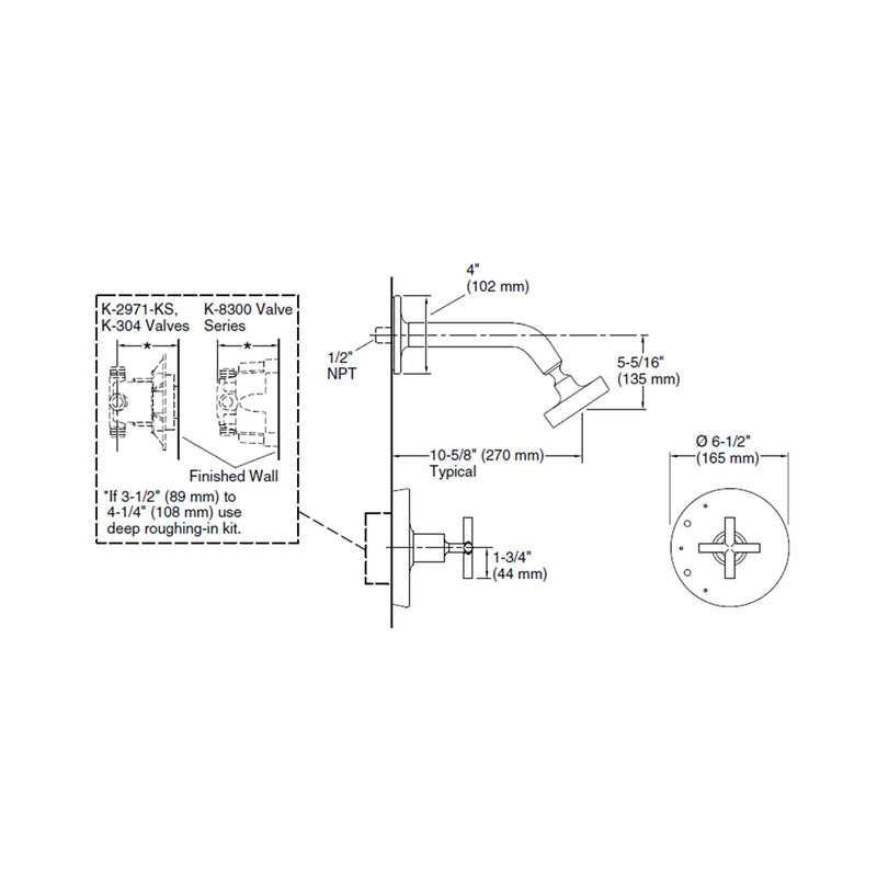 Purist Shower Trim Set - Wall Mount - 6" Brass/Vibrant Brushed Moderne Brass