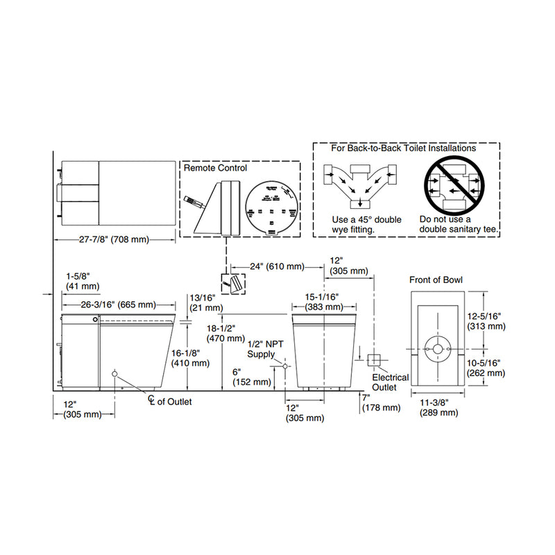 Numi 2.0 One Piece Elongated Dual Flush Smart Toilets - Floor Mount - 16" Vitreous China/Honed Black