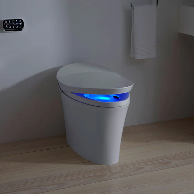 Veil One Piece Compact Elongated Dual Flush Smart Toilets - Floor Mount - 18" Vitreous China/White