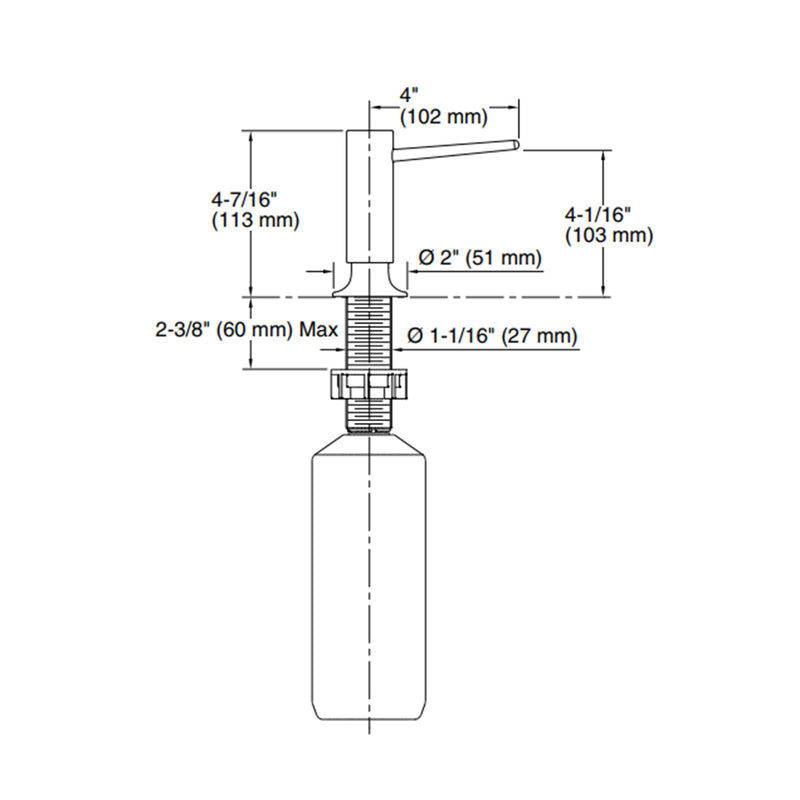Contemporary Design Round Soap Dispenser - Free Standing - 2" Brass/Polished Chrome
