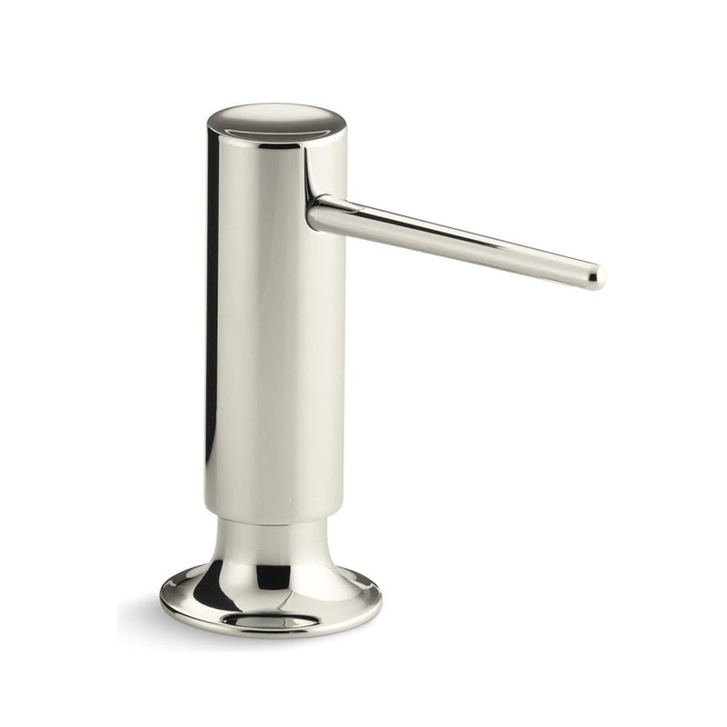 Contemporary Design Round Soap Dispenser - Free Standing - 2" Brass/Polished Nickel