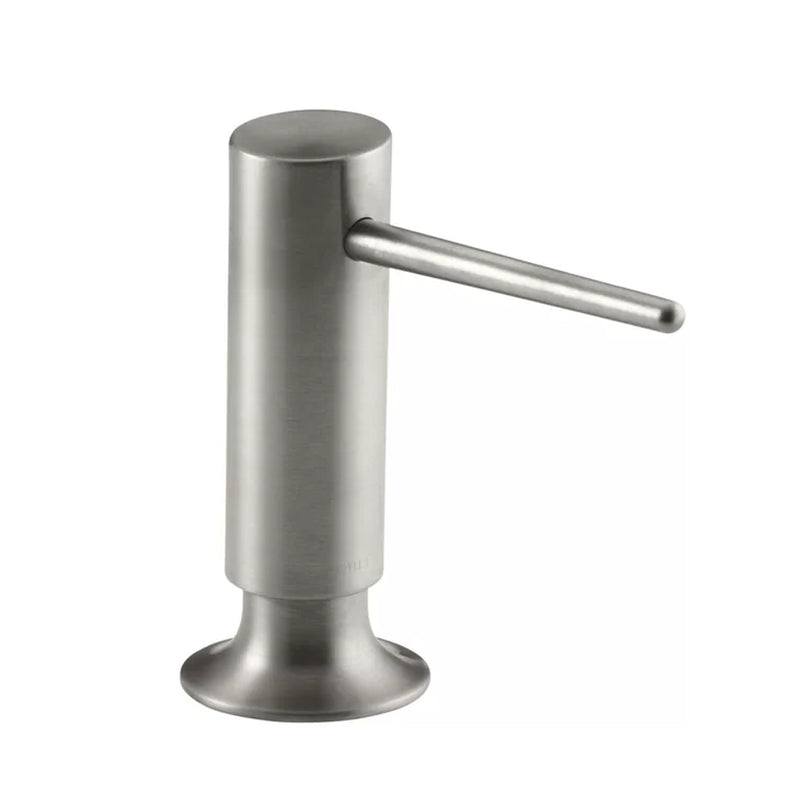 Contemporary Design Round Soap Dispenser - Free Standing - 2" Brass/Stainless