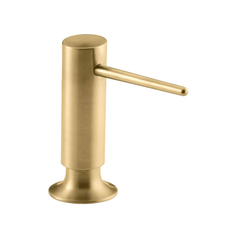 Contemporary Design Round Soap Dispenser - Free Standing - 2" Brass/Brushed Brass