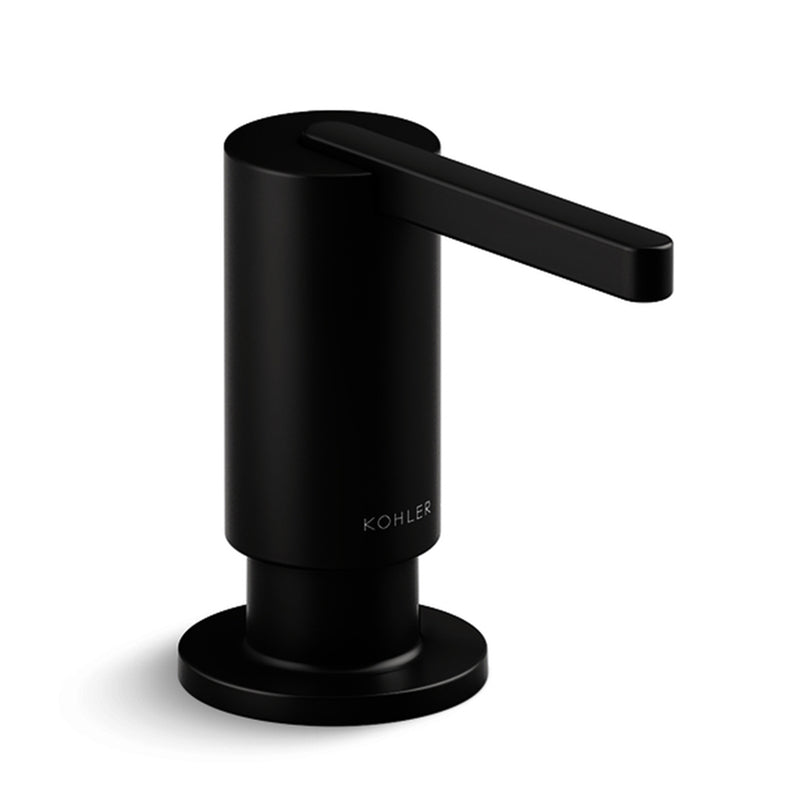 Components Round Soap Dispenser - Free Standing - 2" Brass/Matt Black
