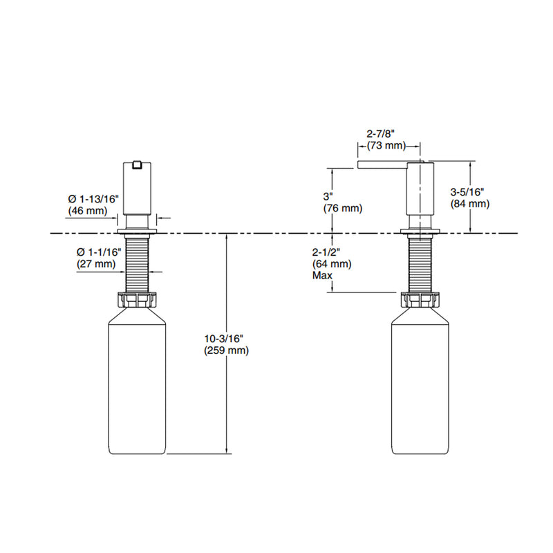 Components Round Soap Dispenser - Free Standing - 2" Brass/Polished Nickel